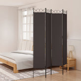 4-Panel Room Divider Brown 63x86.6 Fabric