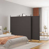 4-Panel Room Divider Brown 274.8x70.9 Fabric