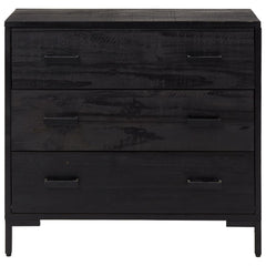 Chest Of Drawers Black Solid pine wood, engineered wood, metal