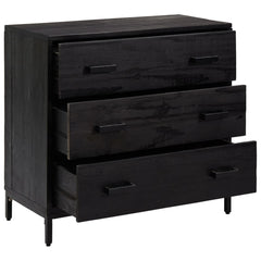 Chest Of Drawers Black Solid pine wood, engineered wood, metal