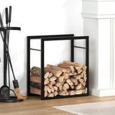 Firewood Rack Matt Black 19.7x11x22 Steel
