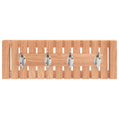 Solid walnut wood wall hanger with five metal hooks measuring 16.5x3.3x5.5 inches.