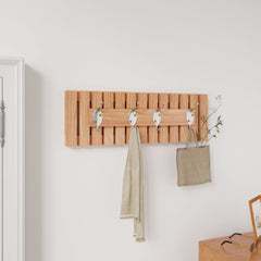 Solid walnut wood wall hanger with five hooks, measuring 16.5x3.3x5.5 inches.