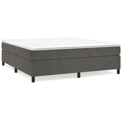 Bed Frame Dark Gray Velvet, plywood, engineered wood