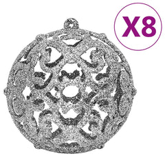 111-piece silver Christmas bauble set with shatterproof polystyrene in various styles and sizes.