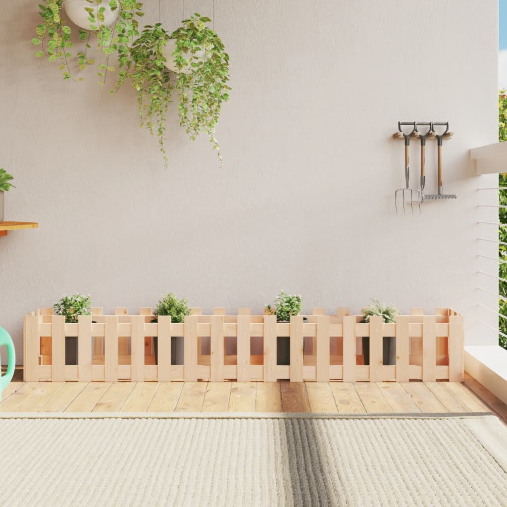 Bostome solid pine wood raised garden bed with fence design, 78.7 inches long.