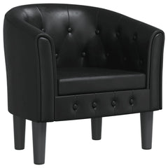 Tub Chair Black Faux leather Single Sturdy Tub Chair Round