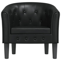 Tub Chair Black Faux leather Single Sturdy Tub Chair Round
