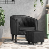 Tub Chair Black Faux leather, plywood, pinewood Single Tub Chair