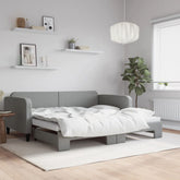 Daybed With Trundle Light grey Polyester, Wood, Metal Standard