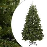 Green hinged artificial Christmas tree with 1680 PVC tips and a sturdy metal stand.