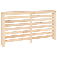 Untreated solid pine wood radiator cover with horizontal slats.