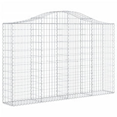 Two arched galvanized iron gabion baskets, each 78.7 by 11.8 by 47.2/55.1 inches, with wire mesh panels.