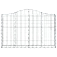 Two arched galvanized iron gabion baskets, each 78.7 by 11.8 by 47.2/55.1 inches.