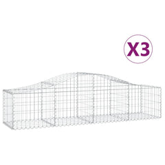 Gabion Basket Set of 3 Silver Galvanized Iron