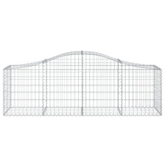 Four galvanized iron gabion baskets with an arched design for garden walls.