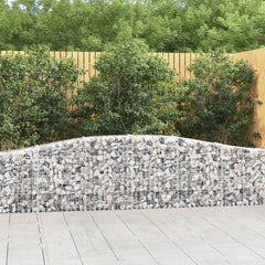 Two galvanized iron arched gabion baskets, 157.5x11.8x23.6 inches, against a wooden fence.
