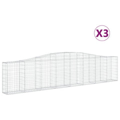 Gabion Basket Set of 3 Silver Galvanized Iron Large