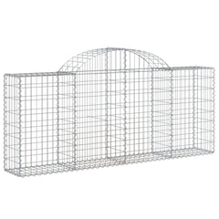 Two galvanized iron arched gabion baskets designed for garden walls and outdoor decor.