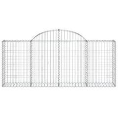 Three galvanized iron arched gabion baskets, measuring 78.7x11.8x39.4 inches each.