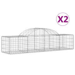 Gabion Basket Set of 2 Silver Galvanized Iron Extra Large