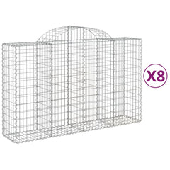 Gabion Basket Set of 8 Silver Galvanized Iron