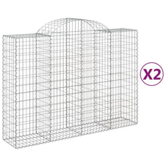 Two galvanized iron arched gabion baskets, measuring 78.7x19.7x55.1/63 inches.