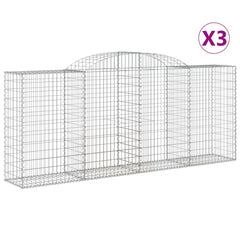 Gabion Basket Set of 3 Silver Galvanized iron Large Durable