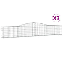 Gabion Basket Set of 3 Galvanized Silver Galvanized Iron Large