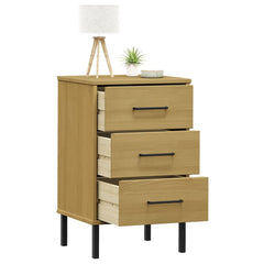 Bedside Cabinet Brown Solid pine wood, metal Bedside Cabinet