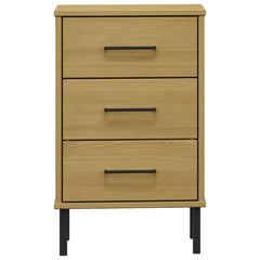 Bedside Cabinet Brown Solid pine wood, metal Bedside Cabinet