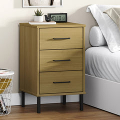 Bedside Cabinet Brown Solid pine wood, metal Bedside Cabinet