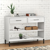 Console Cabinet White Solid Pine Wood Medium Console Cabinet