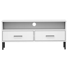 TV Cabinet White Solid pine wood, Metal Medium TV Cabinet