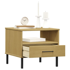 Bedside Table Brown Solid pine wood, metal Small Bedside Table