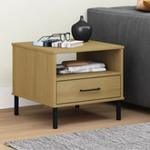 Bedside Table Brown Solid pine wood, metal Small Bedside Table