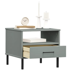 Bedside Table Grey Solid pine wood Bedside Table Rectangular