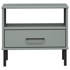Bedside Table Grey Solid pine wood Bedside Table Rectangular