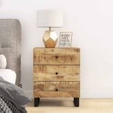 Bedside Cabinet Natural wood with black accents