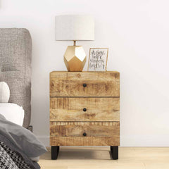 Bedside Cabinet Natural wood with black accents