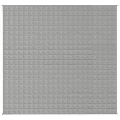 Gray cotton weighted blanket, 86.6x92.5 inches, 24.3 pounds, with quilted grid pattern.