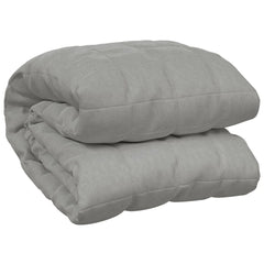 Gray cotton weighted blanket, folded, 86.6x102.4 inches, 33.1 pounds.