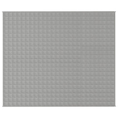Gray cotton weighted blanket, 86.6x102.4 inches, 33.1 pounds, with quilted pockets.