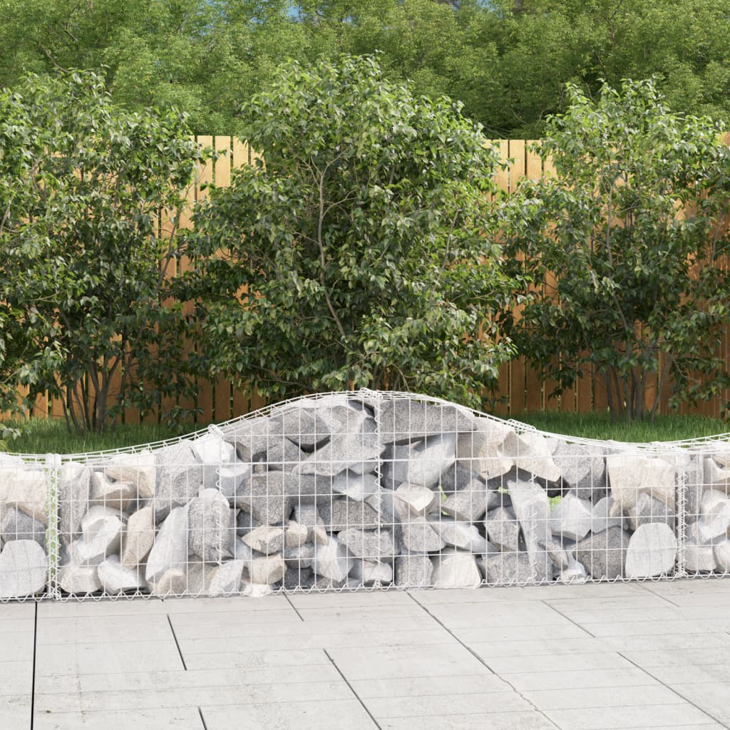 Galvanized iron arched gabion basket, 78.7 inches, designed for garden barriers and aesthetics.