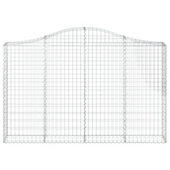 Arched galvanized iron gabion basket, 78.7x11.8x47.2/55.1 inches, with mesh grid.