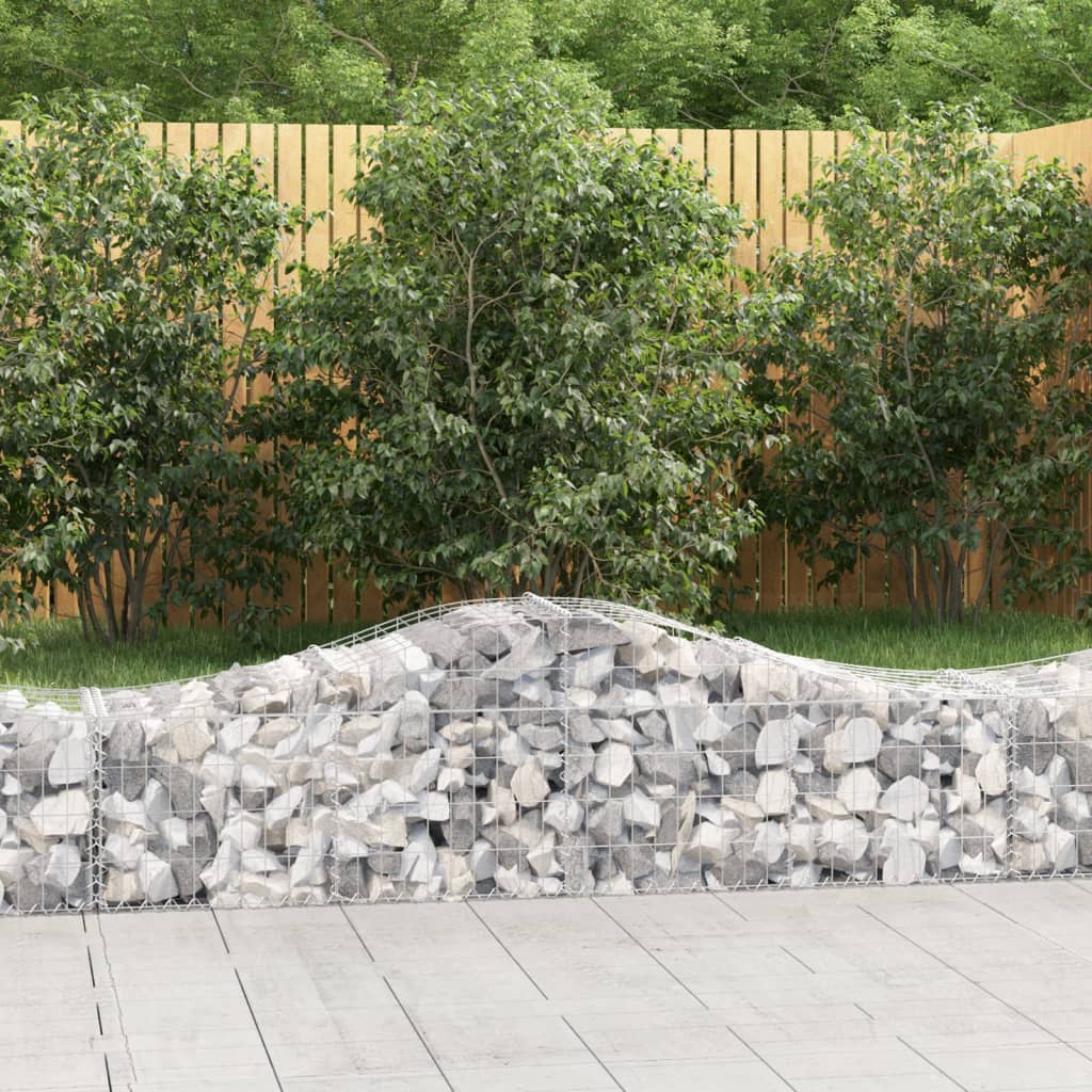 Galvanized iron arched gabion basket for garden barrier, 78.7 inches tall.