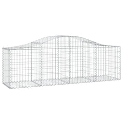 Arched galvanized iron gabion basket, 78.7x19.7x23.6/31.5 inches, with mesh panels.