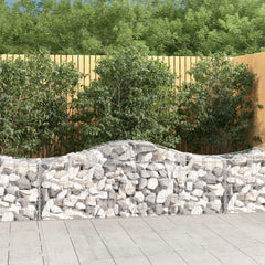 Arched galvanized iron gabion basket, 78.7x19.7x23.6/31.5in, filled with white rocks.