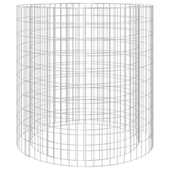 39.4-inch galvanized iron gabion fire pit with wire mesh structure.
