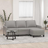 3-Seater sofa with footstool Light Gray 70.9 Fabric